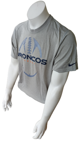 Nike Men's Dri-Fit Denver Broncos Gray NFL Football Short Sleeve Shirt Size L