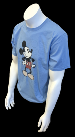 Disney Men's Mickey Mouse Blue Short Sleeve 100% Cotton Shirt Size Medium