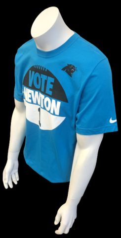 Nike Men's Carolina Panthers Vote For Newton #1 Blue Short Sleeve Shirt Size L