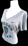 Nike Women's NCAA University Of Oregon Ducks Gray Slim Fit Shirt Size Large