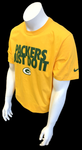 Nike Men's Green Bay Packers Just Do It NFL Football Yellow Shirt Size Large