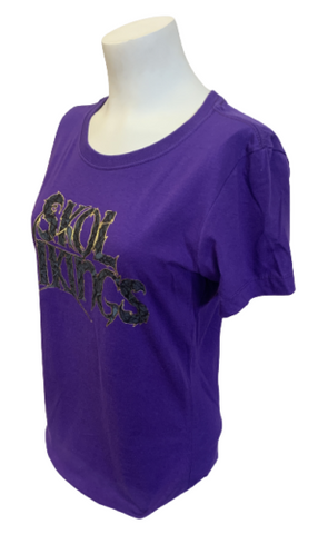 Minnesota Vikings Shirt Women XL NFL Team Apparel Purple Short Sleeve