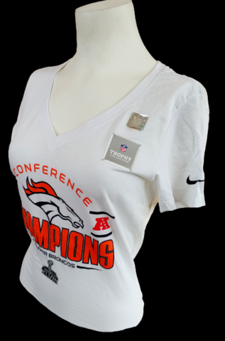 Nike Women's Denver Broncos XLVIII Conference Champions White Slim Fit Shirt