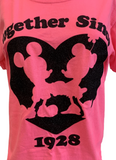 Disney Women's Mickey Mouse & Minnie Mouse Together Since 1928 Pink Shirt Size L