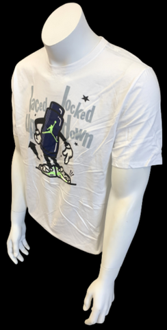 Nike Jordan Men's Laced Up Locked Down Jumpman White / Navy Shirt Size Large