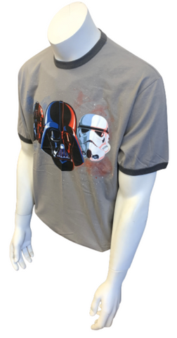 Disney Men's Star Wars Darth Vader Stormtrooper Charcoal Short Sleeve Shirt L