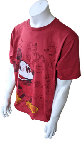 Disney Men's Creation Of Mickey Mouse Red Short Sleeve Shirt Size Large