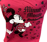 Disney Women's Minnie Mouse Fashionista Pink Short Sleeve Shirt Size Medium