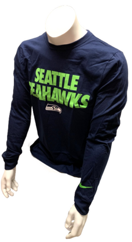 Nike Men's Seattle Seahawks Navy Long Sleeve Shirt NFL T-Shirt