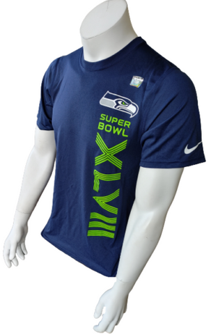 Nike Dri-Fit Men's Seattle Seahawks XLVIII Super Bowl Navy Short Sleeve Shirt