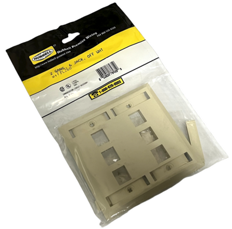 Hubbell FPL260 6-Port 2-Gang Off White Premise Wiring Plate