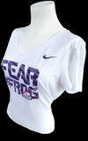 Nike Women's NCAA TCU Horned Frogs Fear The Frogs White Slim Fit Shirt Size L