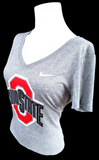 Nike Women's Ohio State Buckeyes OSU Gray Slim Fit Shirt Size Small