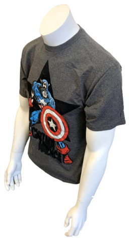 Disney Men's Marvel Captain America Gray Short Sleeve Shirt