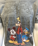 Disney Men's Creation Of Mickey Mouse, Goofy, Donald Duck Gray Shirt Size Medium