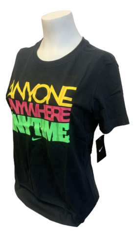 Nike Women's "Anyone, Anywhere, Anytime" Black Short Sleeve Slim Fit Shirt