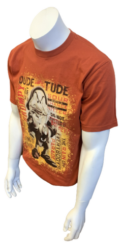 Disney Men's Grumpy Dude With The Tude, King Of Cranky Burnt Sienna Shirt Size M