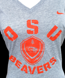 Nike Women's Oregon State Beavers OSU Gray Slim Fit Shirt Size Large