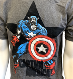 Disney Men's Marvel Captain America Gray Short Sleeve Shirt