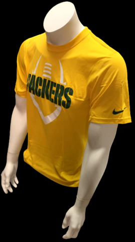 Nike Dri Fit Men's Green Bay Packers Yellow Short Sleeve Shirt NFL T-Shirt