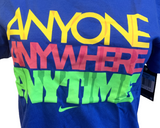 Nike Women's "Anyone, Anywhere, Anytime" Blue Short Sleeve Slim Fit Shirt