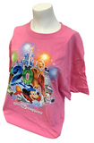 Disney Women's Walt Disney World 2014 Mickey Mouse, Donald, Pluto Pink Shirt L