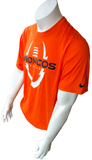 Nike Dri-Fit Men's Football Denver Broncos Orange Short Sleeve Shirt Size Large