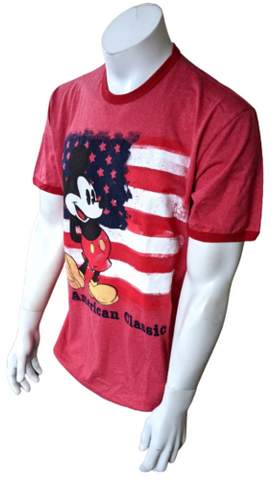 Disney Men's Mickey Mouse American Classic Red Short Sleeve Shirt Size Large