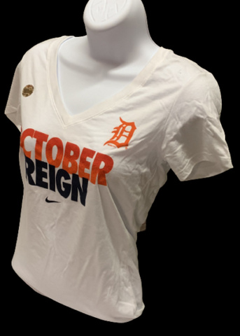 Nike Women's Detroit Tigers White Short Sleeve Shirt October Reign T-Shirt