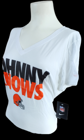 Nike Women's Johnny Manziel Cleveland Browns Johnny Knows White Slim Fit Shirt