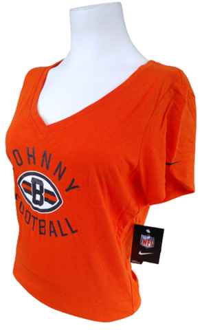 Nike Women's Johnny Football Manziel Cleveland Browns Orange Slim Fit Shirt L