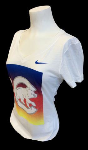 Nike Women's Chicago Cubs Baseball MLB White Slim Fit Shirt Size Small