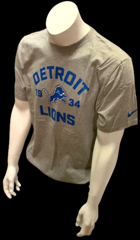 Nike NFL Team Apparel Men's Detroit Lions 1934 Gray Short Sleeve T-Shirt Large