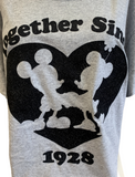 Disney Women's Mickey Mouse & Minnie Mouse Together Since 1928 Gray Shirt 4XL