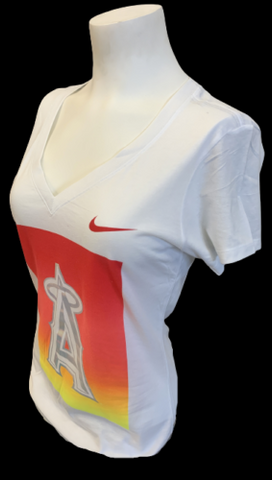 Nike Women's Los Angeles Angels Baseball MLB White Slim Fit Shirt