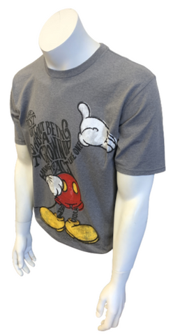 Disney Men's Mickey Mouse Not Acting Like A Grownup Gray Short Sleeve Shirt M