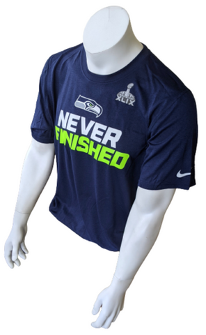 Nike Dri-Fit Men's Seattle Seahawks Never Finished XLIX Navy Short Sleeve Shirt