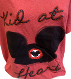 Disney Women's Mickey Mouse Ears Kid At Heart Red Short Sleeve Shirt Size 3XL