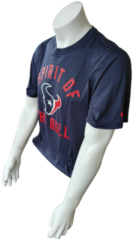 Nike Dri Fit Men's Houston Texans Spirit Of The Bull Navy Short Sleeve Shirt L