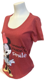 Disney Women's Minnie Mouse Somebody's Reason To Smile Red Shirt Size Medium