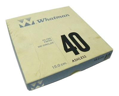 NEW WHATMAN GRADE 40 ASHLESS FILTER PAPER 15.0 CM 100 CIRCLES