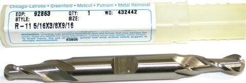 Putnam 5/16" Diameter 3/8" Shank 2 Flute HSS Double End Ball End Mill 92863 New