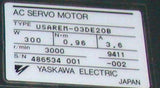 Yaskawa Electric  USAREM-03DE20B  AC Servo Motor 300 Watt 3.6 Amp 3000 RPM