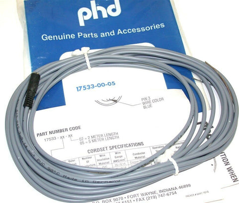 UP TO 19 NEW PHD SENSOR CORDSET 3 WIRE W/ FEMALE CONNECTOR 17533-00-05 FREE SHIP