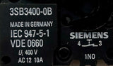 Siemens 3SB3400-0B Contact Block 10A @ 300V AC With Operator