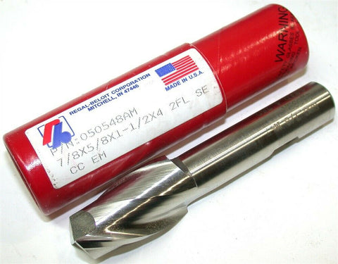 Up to 2 New Regal Beloit 7/8" 5/8" Shank 2 Flute HSS End Mills 050548AM