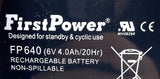 FirstPower FP640 Original OEM Non-Spill Rechargeable Battery 6V 4.0Ah Cyclic Use