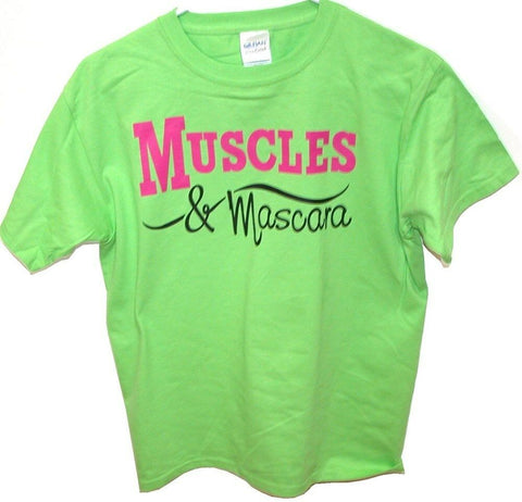 Women's Girl's Neon Muscles & Mascara Tee-Shirts Youth Lg 24 Available