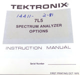 Tektronix 7L5 Spectrum Analyzer Options Instruction Manual