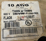 THHN THWN-2 Stranded Copper Wire 10 AWG Black 600V VW-1 2500 FT